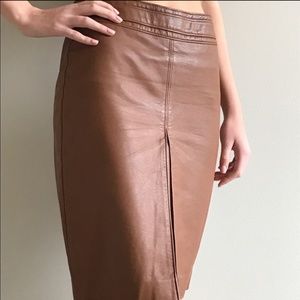 J Crew faux leather brown skirt